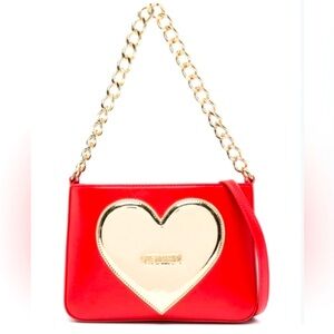NWT Love Moschino ❤️ Red Gold Heart Motif Crossbody Shoulder Bag